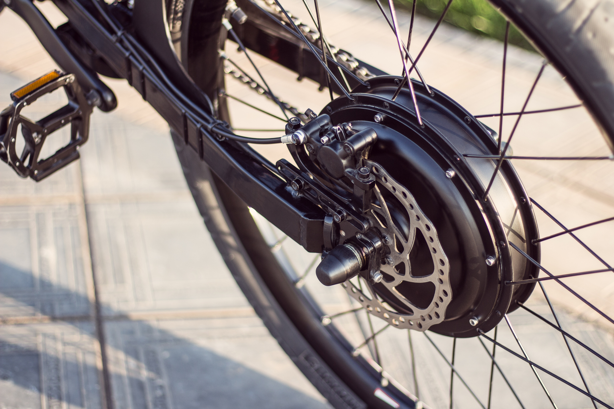 close up of bike wheel
