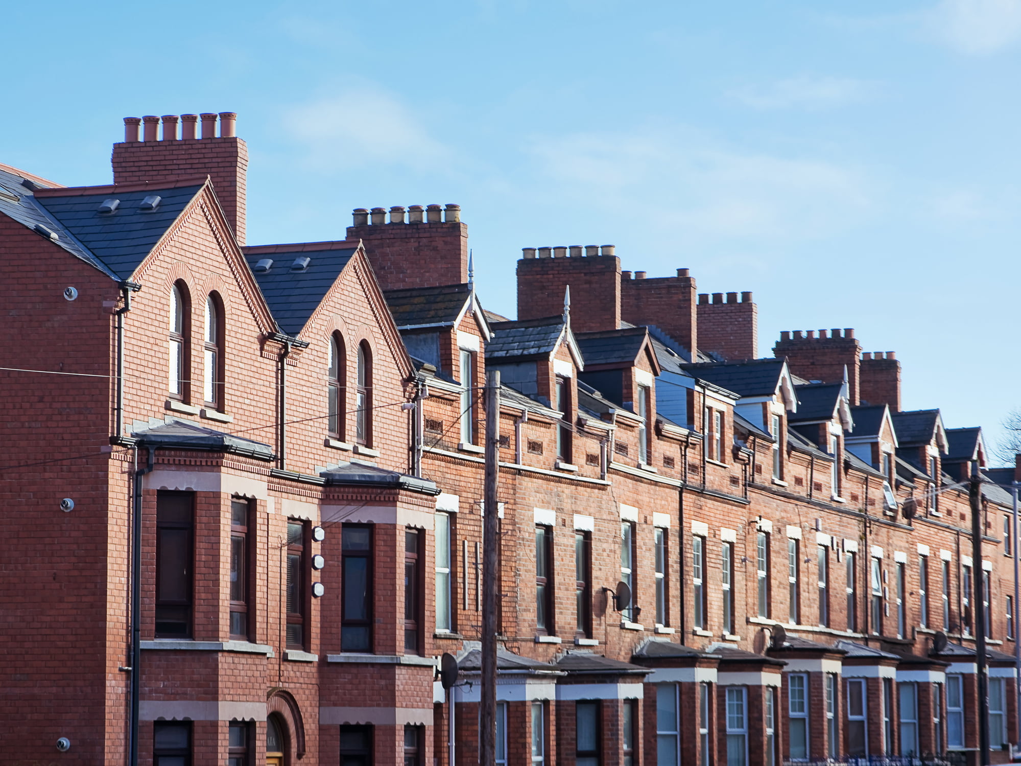 A row of houses on a residential street in Belfast.