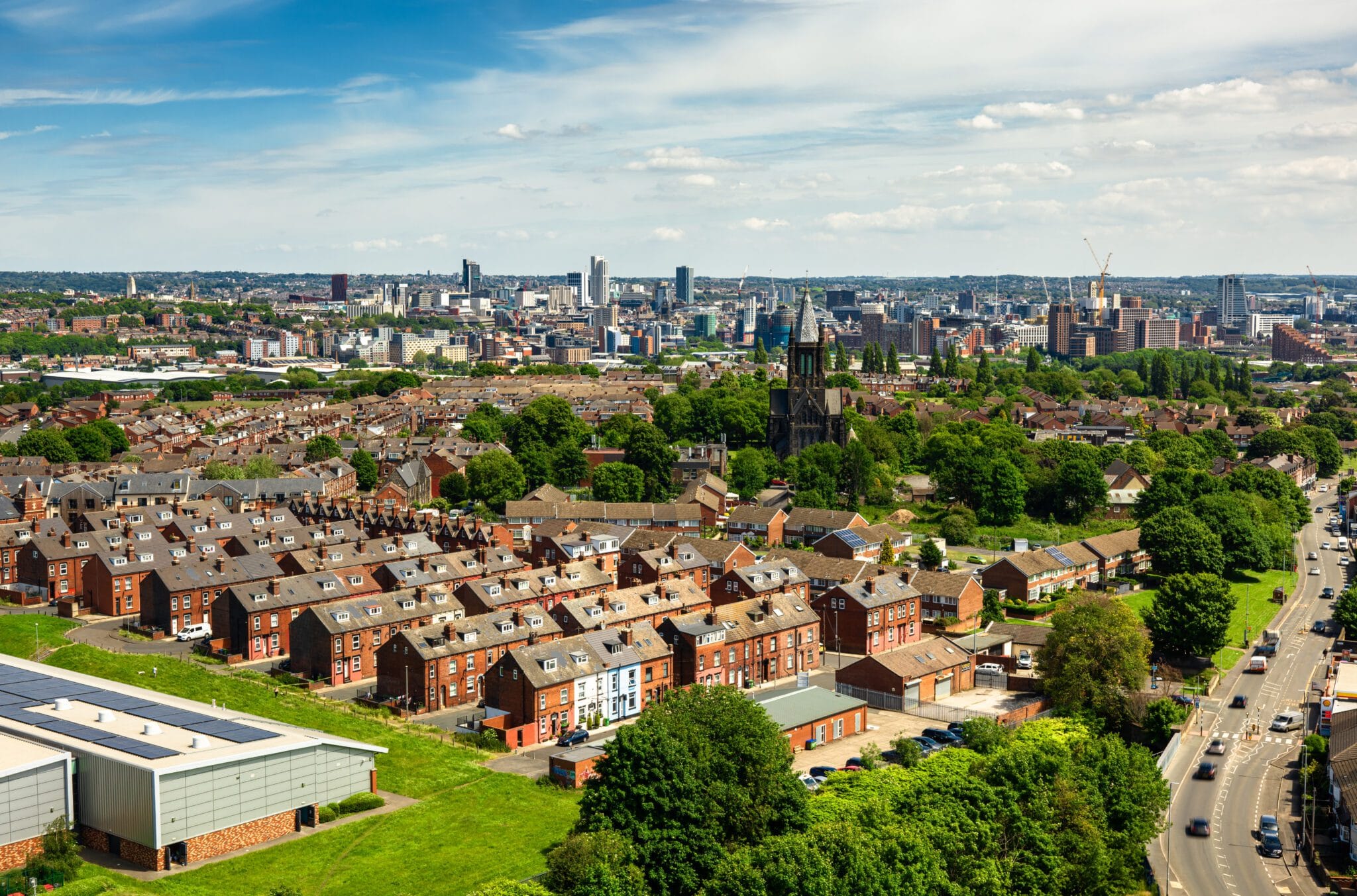 Aerial view of houses in Armley, Leeds